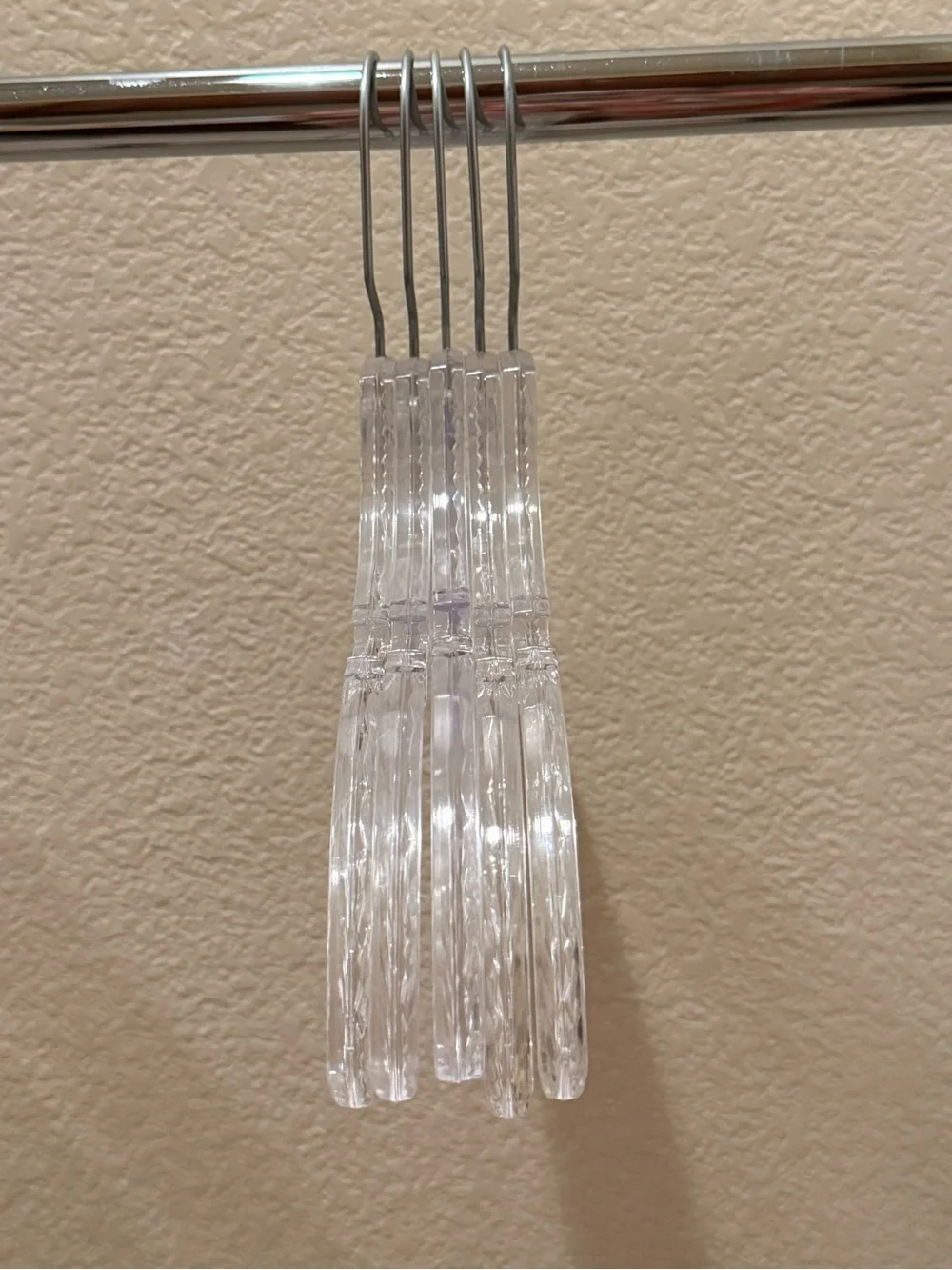 Set of 5 Clear Acrylic Clothing Hangers Like New